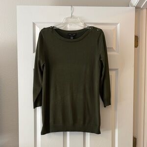 Elegant Olive Button Shoulder Long Sleeve Top